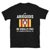 T-shirt Ariège noir - Un Ariégeois ne vieillit pas il prend de la bouteille