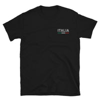 Thumbnail for T-shirt Italie noir - Drapeau italien brodé en couleurs