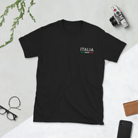Thumbnail for T-shirt Italie noir dos - Drapeau italien brodé en couleurs