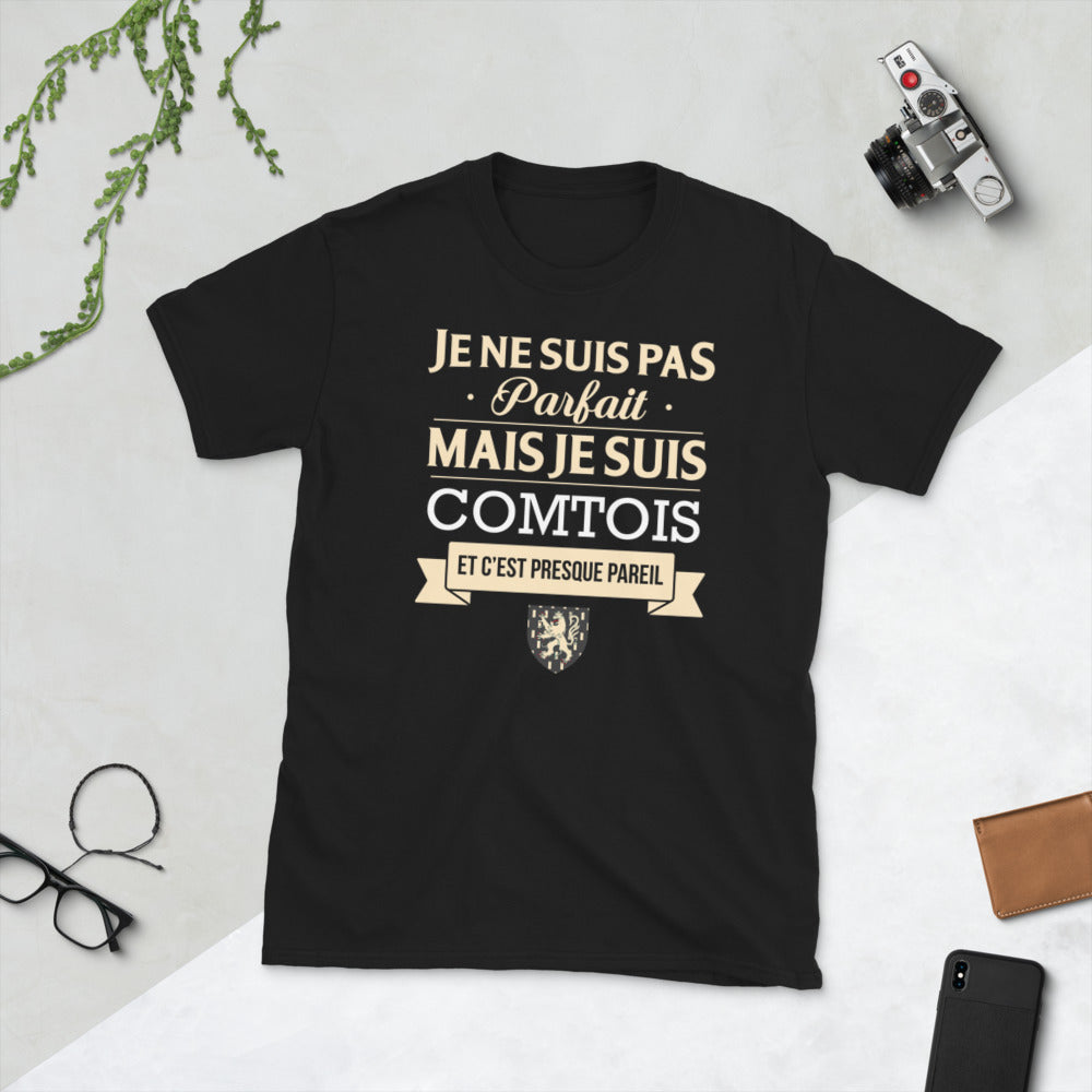 T-shirt Franche-Comté noir - Je ne suis pas parfait mais je suis Comtois