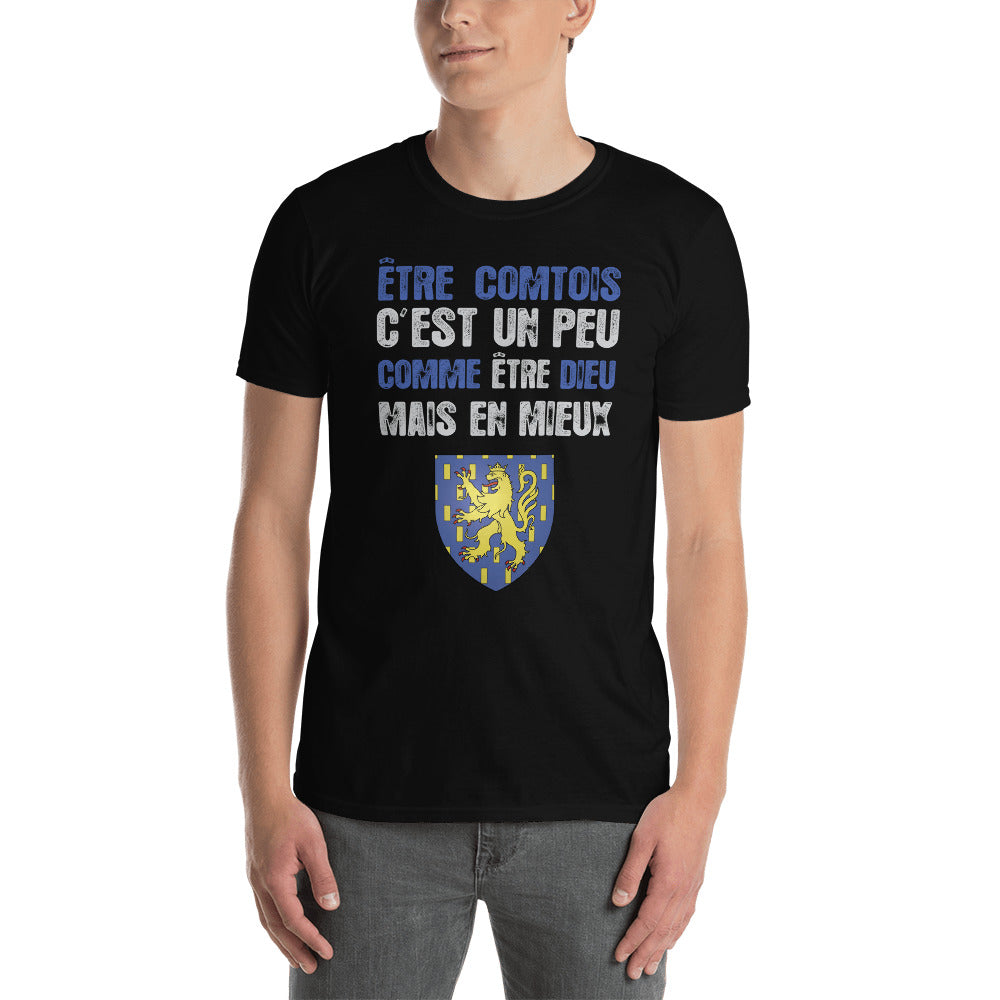 T-shirt Franche-Comté noir dos - Être comtois un peu comme être Dieu