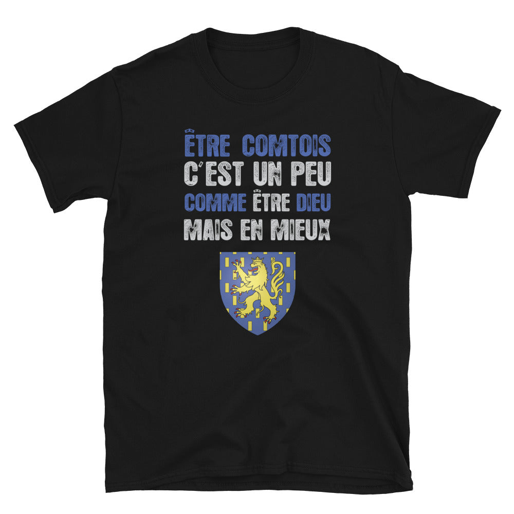 T-shirt Franche-Comté bleu marine dos - Être comtois un peu comme être Dieu