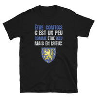 Thumbnail for T-shirt Franche-Comté bleu marine dos - Être comtois un peu comme être Dieu