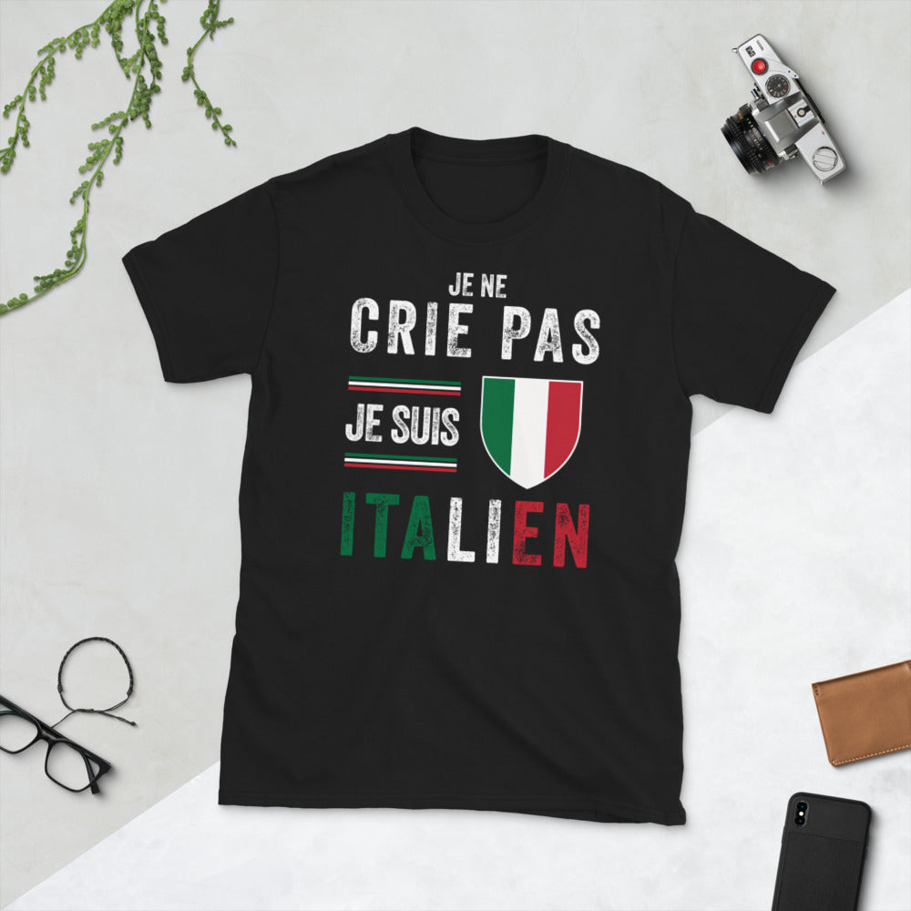 T-shirt Italie noir - Je ne crie pas je suis Italien