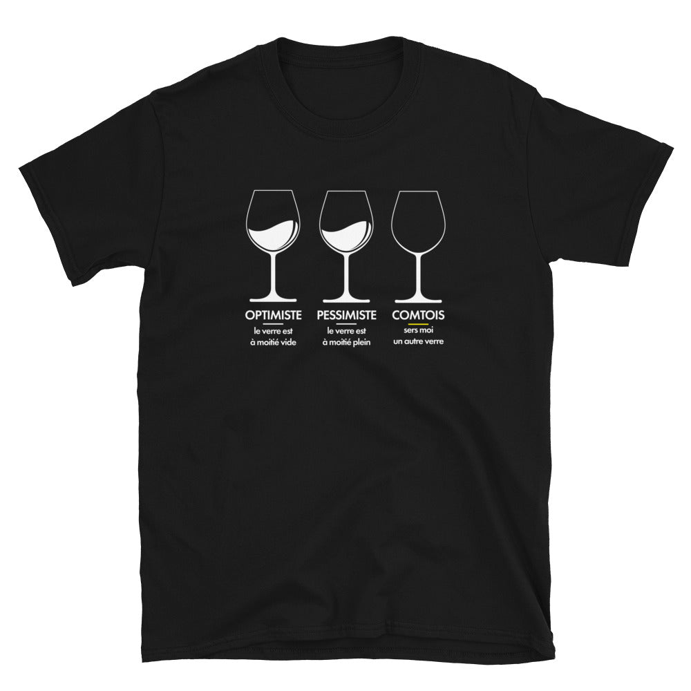 Comtois optimiste, pessimiste, verre vide - T-shirt unisexe standard - Ici & Là - T-shirts & Souvenirs de chez toi