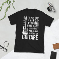 Thumbnail for T-shirt humour noir - Je joue de la guitare en pensée face