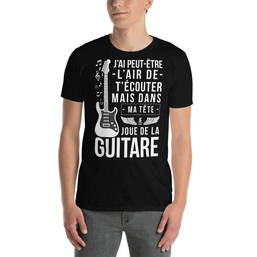 T-shirt humour noir - Je joue de la guitare en pensée dos