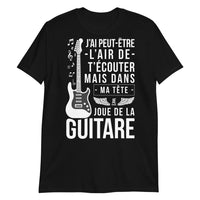 Thumbnail for T-shirt humour gris foncé chiné - Je joue de la guitare en pensée face