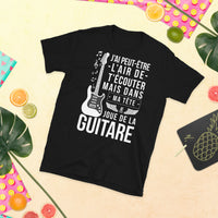 Thumbnail for T-shirt humour gris foncé chiné - Je joue de la guitare en pensée dos