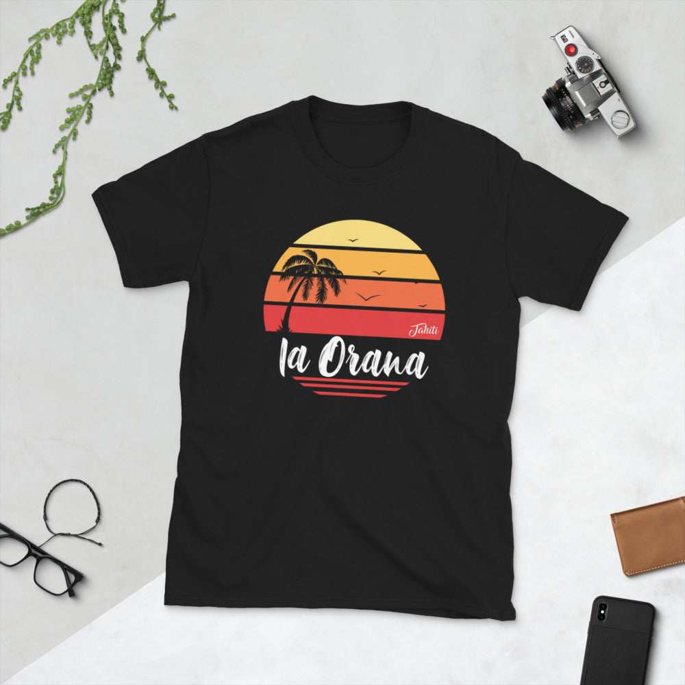 T-shirt Tahiti noir - Ia Orana, style hawaïen humoristique