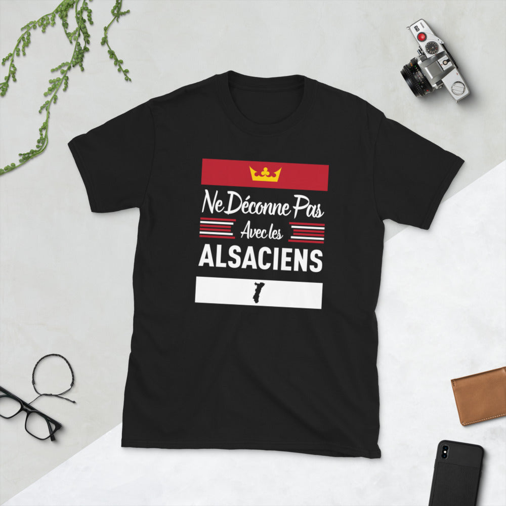 T-shirt Alsace noir - Ne déconne pas avec humour