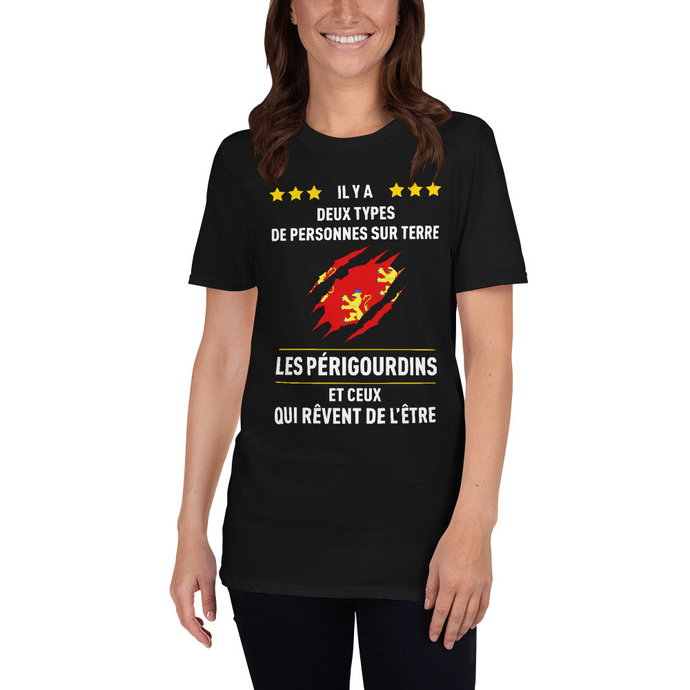 T-shirt Périgord gris foncé chiné - Il y a deux types de personnes