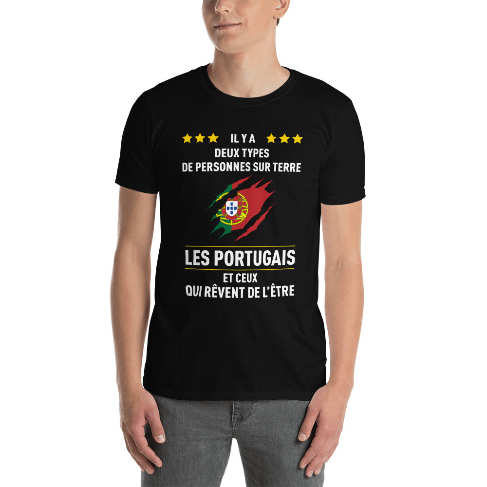 T-shirt Portugal bleu marine - Deux types de personnes humoristique