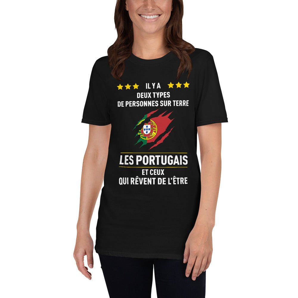 T-shirt Portugal gris foncé chiné - Deux types de personnes humoristique