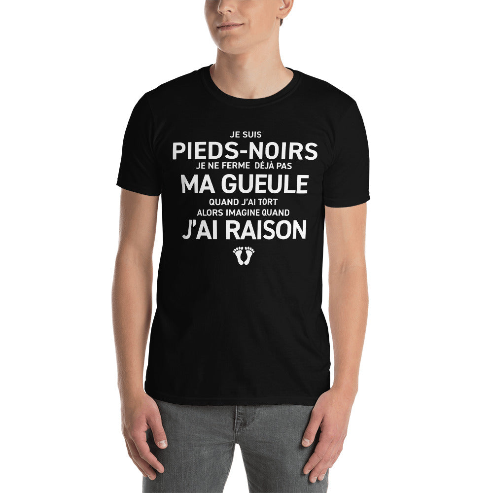 T-shirt Pieds-Noirs noir dos - Je suis pieds-noirs gueule