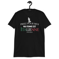Thumbnail for T-shirt Italie gris foncé chiné dos - Priez pour moi, ma femme est Italienne