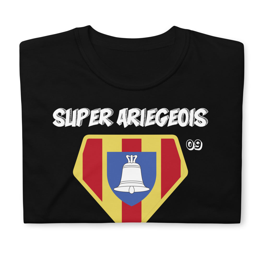 T-shirt Ariège noir - Super-Ariégeois avec humour local
