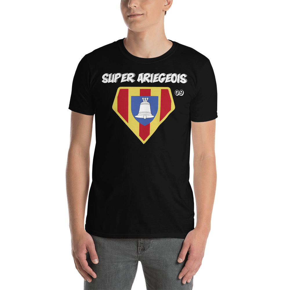 T-shirt Ariège bleu marine - Super-Ariégeois avec humour local