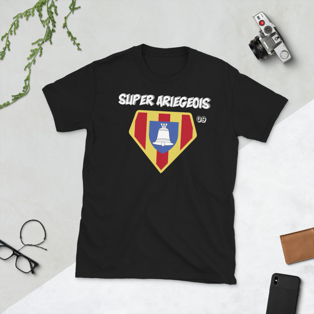 T-shirt Ariège gris foncé chiné - Super-Ariégeois avec humour local