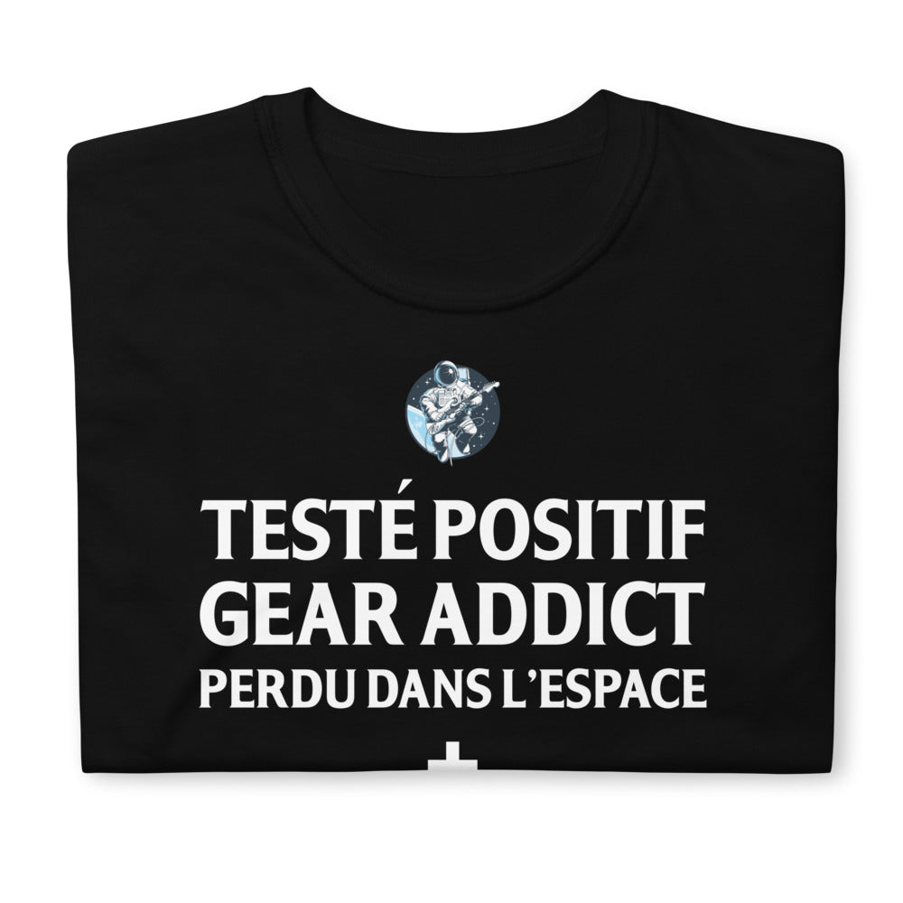 T-shirt humour guitariste bleu marine - testé positif gear addict
