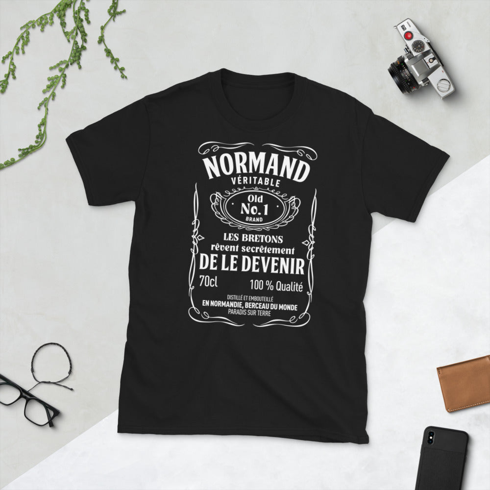 T-shirt Normand noir - Humour autour du whisky face