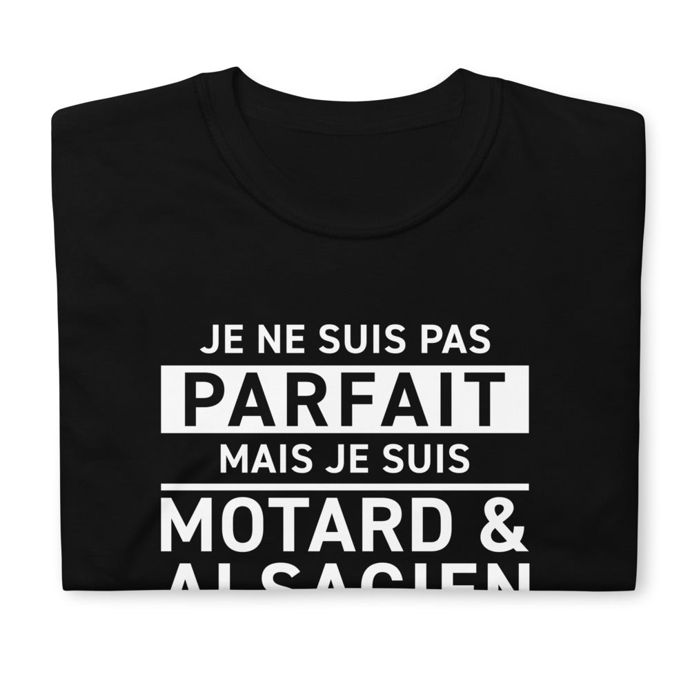 T-shirt Alsacien noir - Motard avec humour local