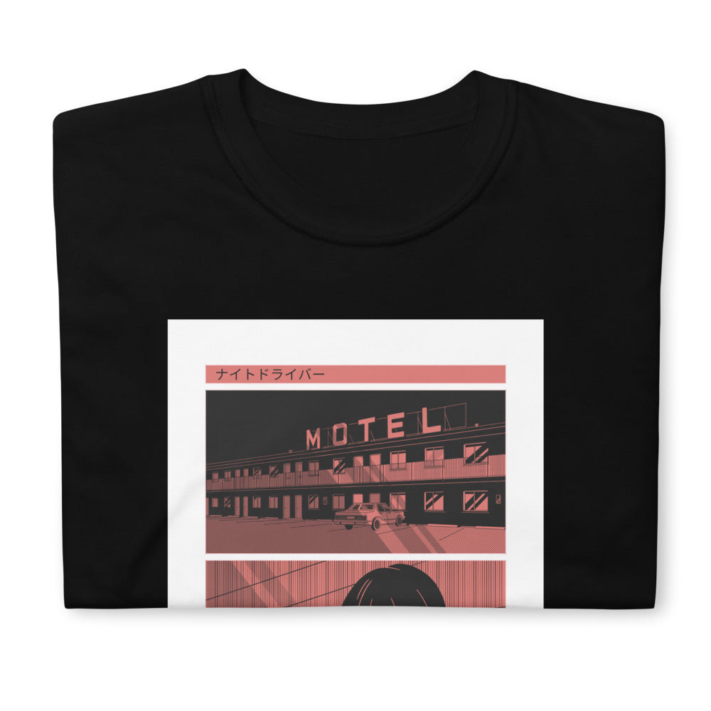 T-shirt Manga bleu marine dos - Planche de dessin humoristique