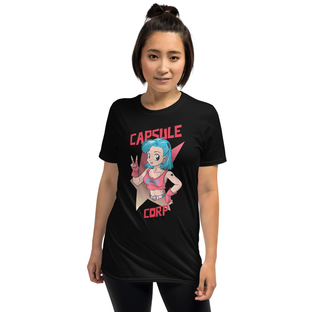 T-shirt Dragon Ball gris foncé chiné dos - Bulma en tenue street sexy
