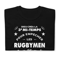 Thumbnail for T-shirt Rugby bleu marine dos - Dieu créa la 3e mi-temps humoristique