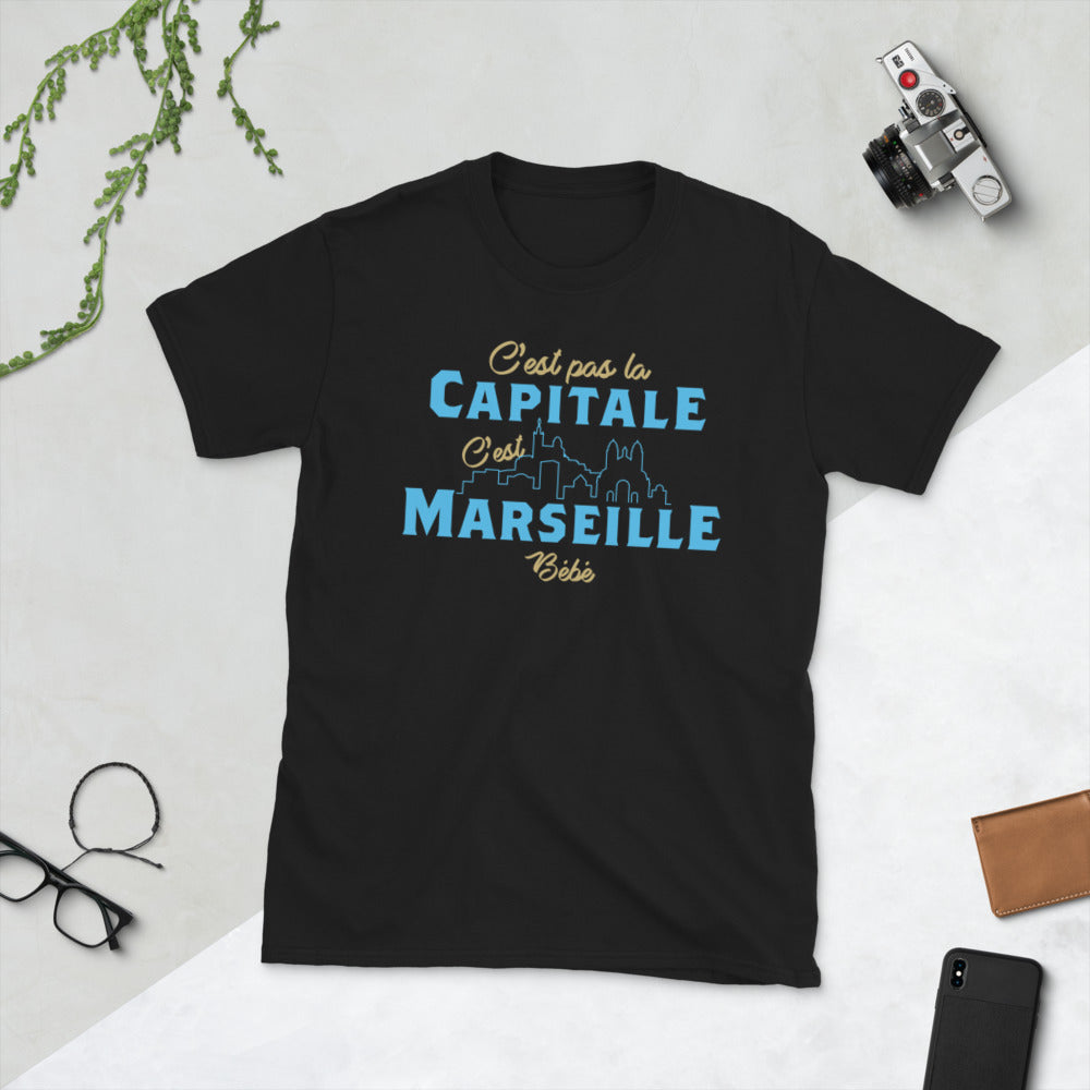 T-shirt Marseille noir - C'est pas la capitale c'est Marseille bébé