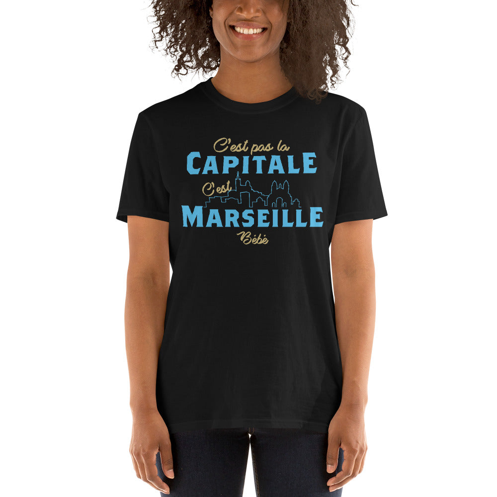 T-shirt Marseille bleu marine - C'est pas la capitale c'est Marseille bébé