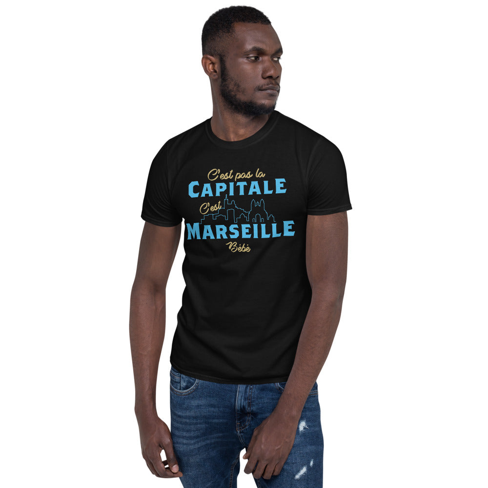 T-shirt Marseille gris foncé chiné dos - C'est pas la capitale c'est Marseille bébé