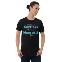 Thumbnail for T-shirt Marseille bleu marine dos - C'est pas la capitale c'est Marseille bébé