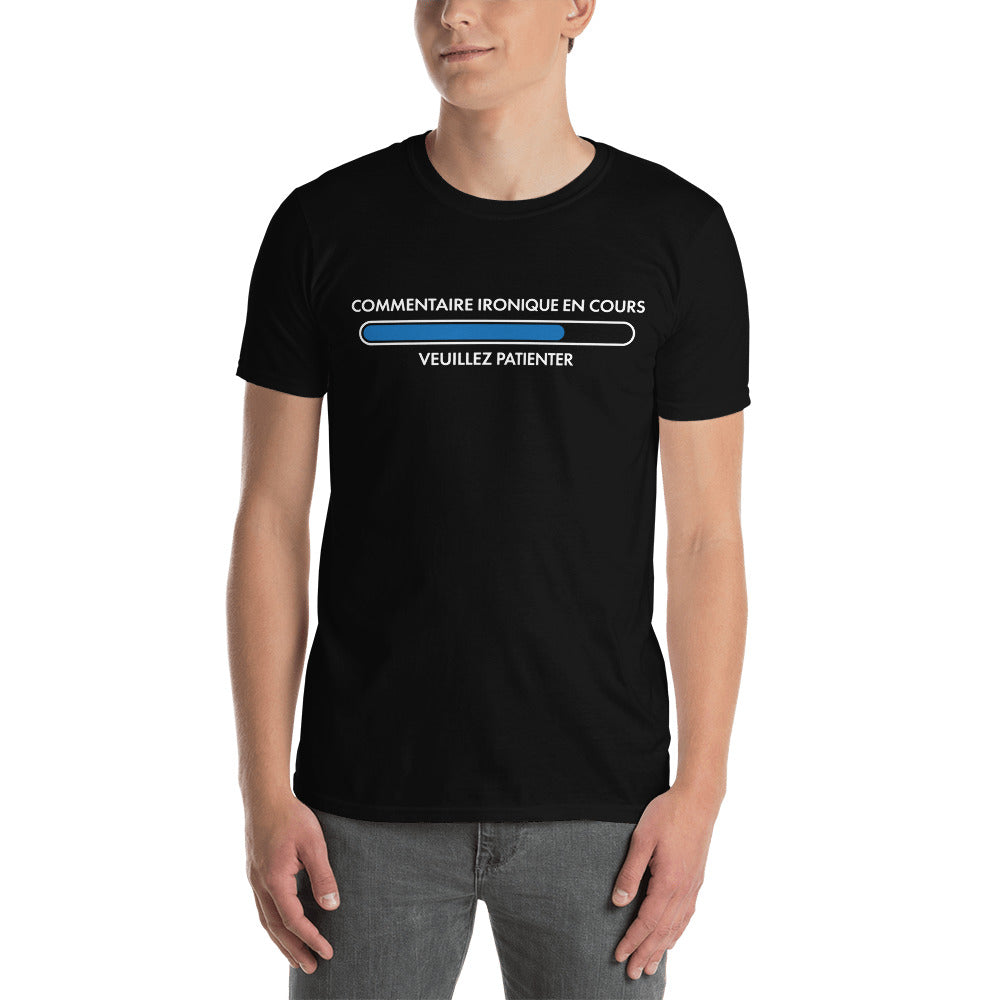 T-shirt humour gris foncé chiné - Commentaire ironique en attente face