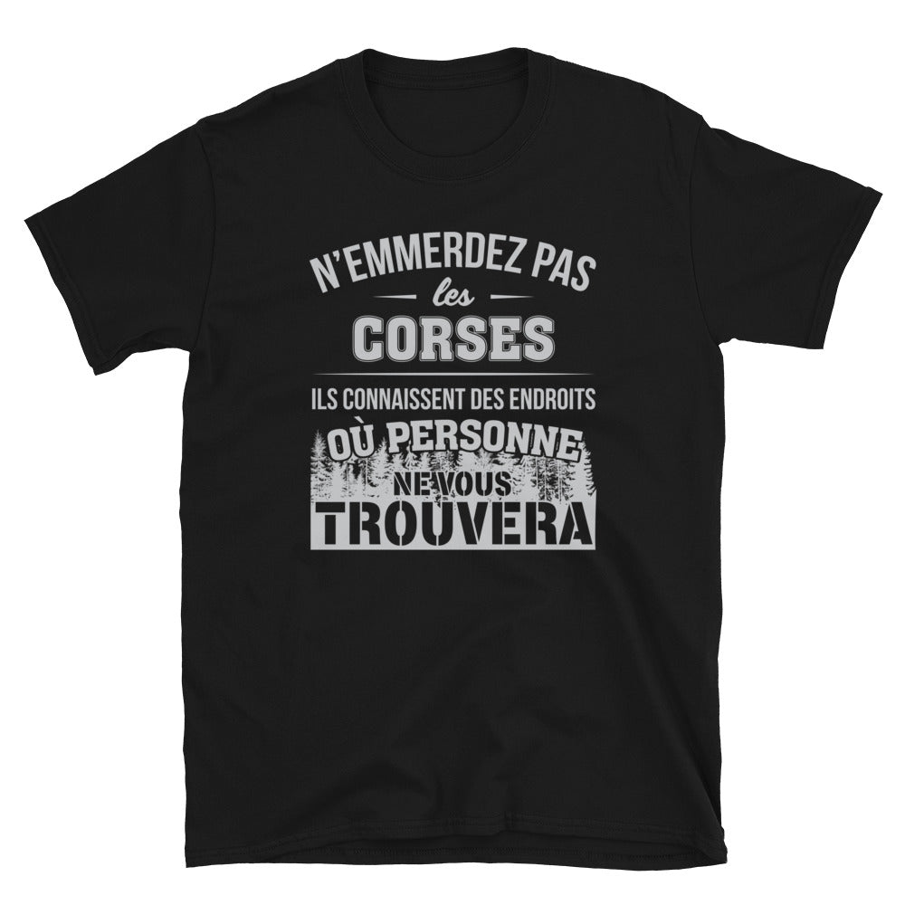T-shirt Corse gris foncé chiné dos - N'emmerdez pas les Corses