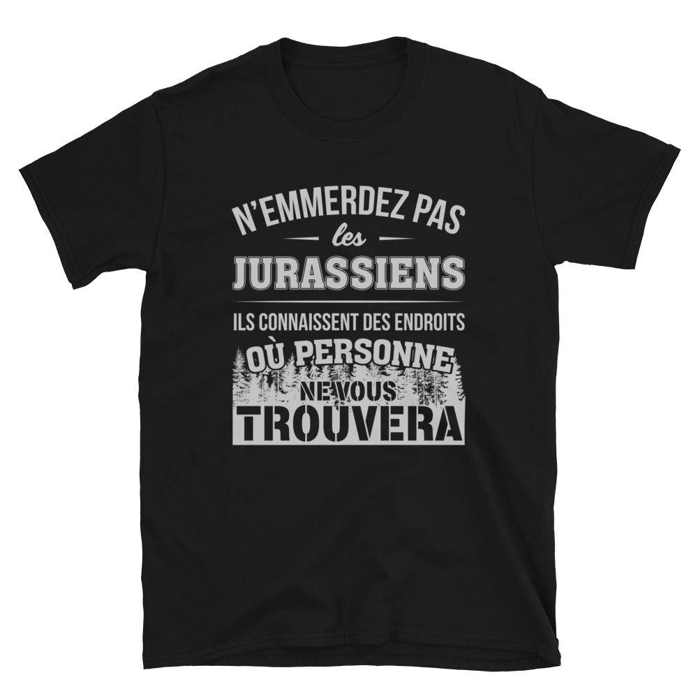 T-shirt Jurassien noir dos - Ne les emmerdez pas