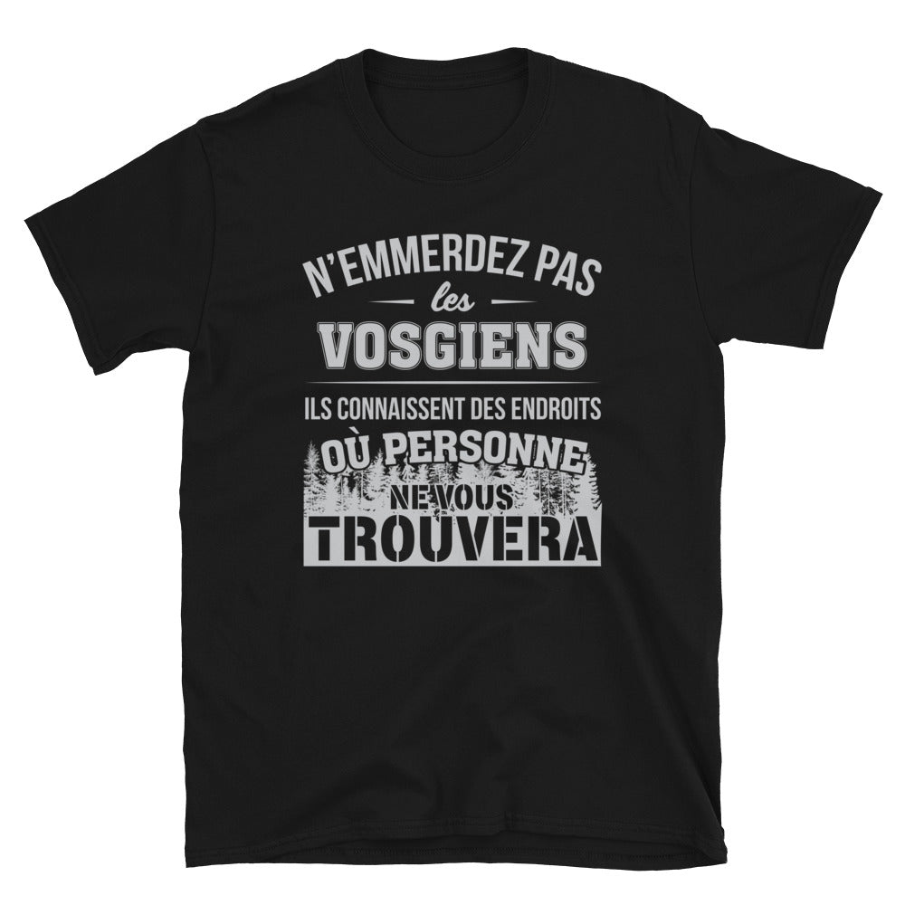 T-shirt Vosges gris foncé chiné dos - Ne les emmerdez pas avec humour