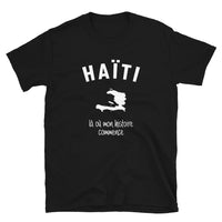 Thumbnail for T-shirt Haïti gris foncé chiné dos - Mon histoire commence avec humour