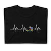 T-shirt Haïti noir - Battement de cœur et drapeau