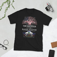 Thumbnail for T-shirt Haïti noir - Yon Ameriken ki gen rasin ayisyen