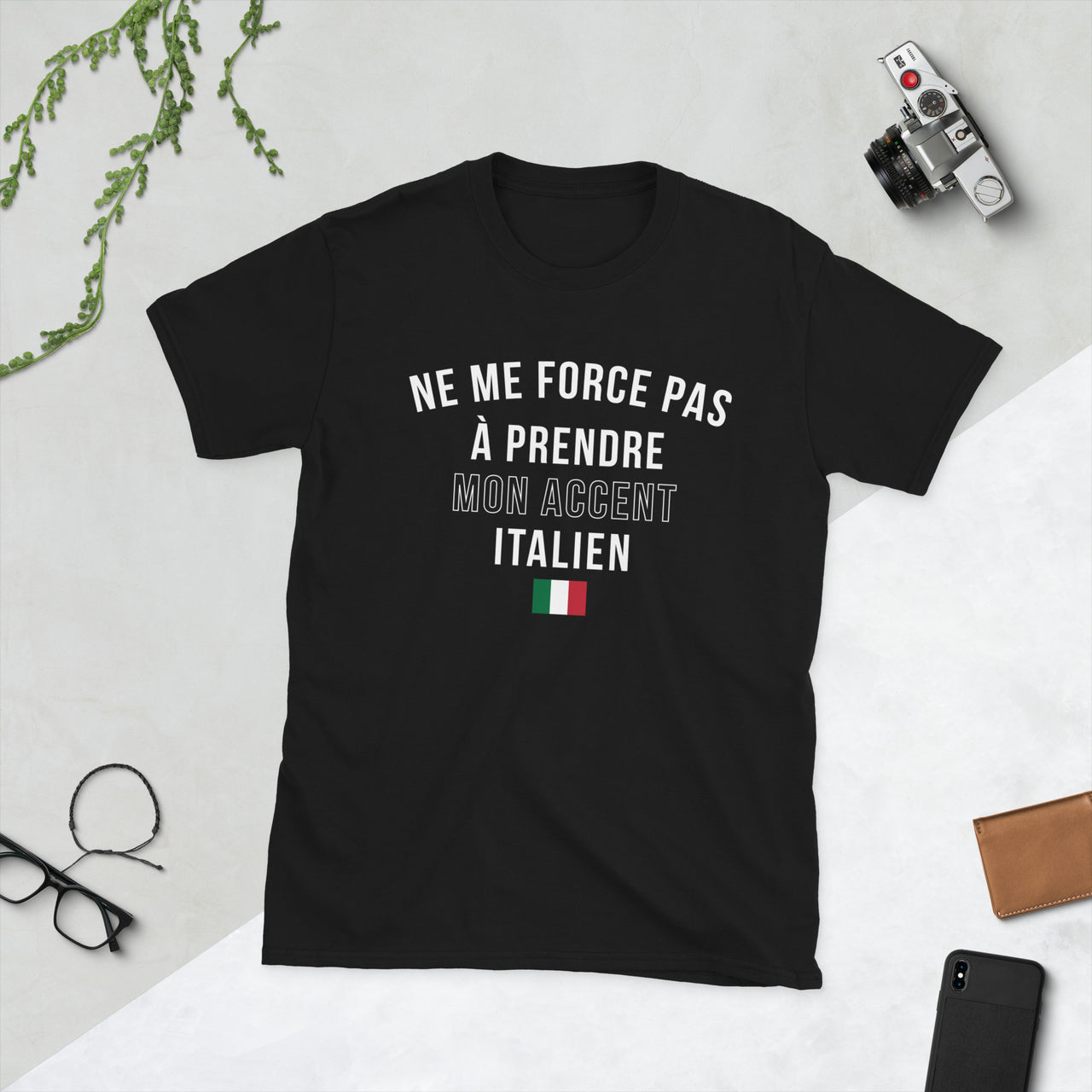 T-shirt Italie noir - Ne me force pas à prendre mon accent