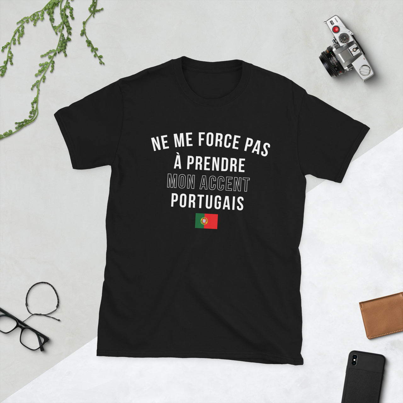T-shirt Portugal noir - humour sur les origines