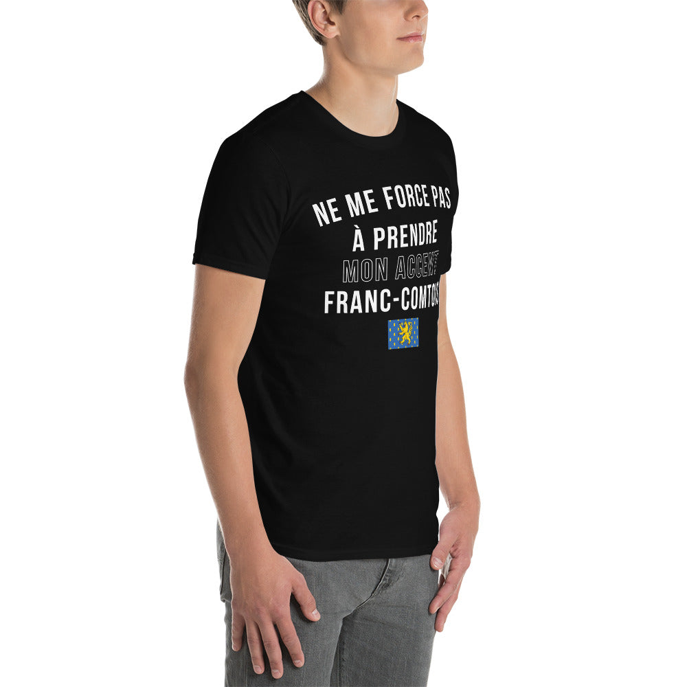 T-shirt Franche-Comté noir dos - Ne me force pas à prendre l'accent comtois