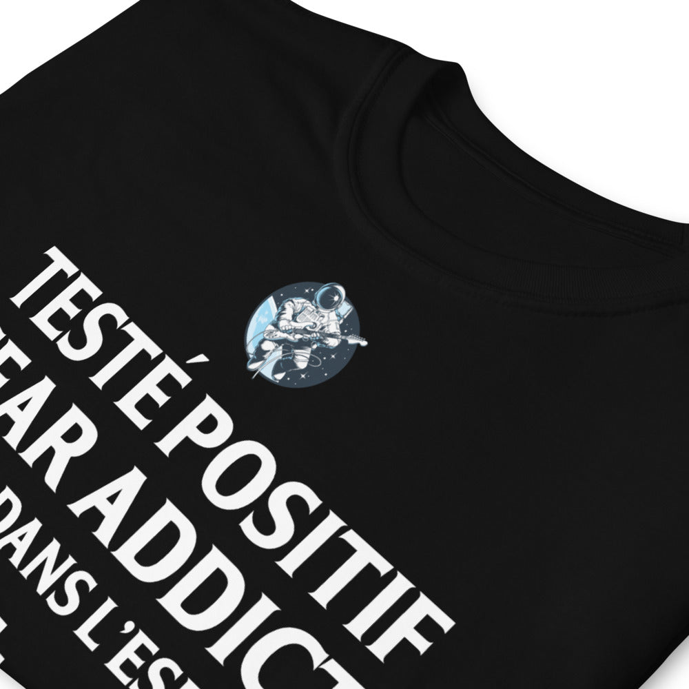 T-shirt humour guitariste bleu marine dos - testé positif gear addict