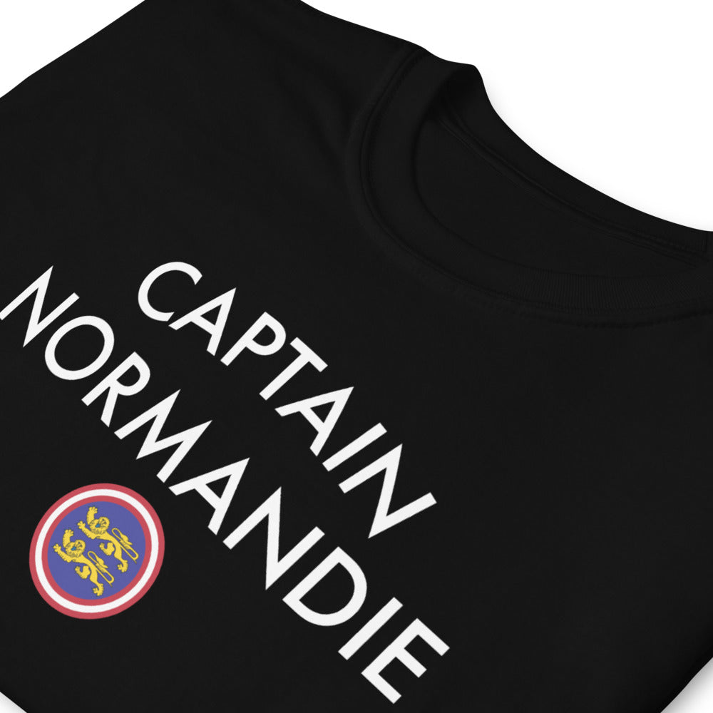 T-shirt Normandie gris foncé chiné dos - design héroïque et humoristique