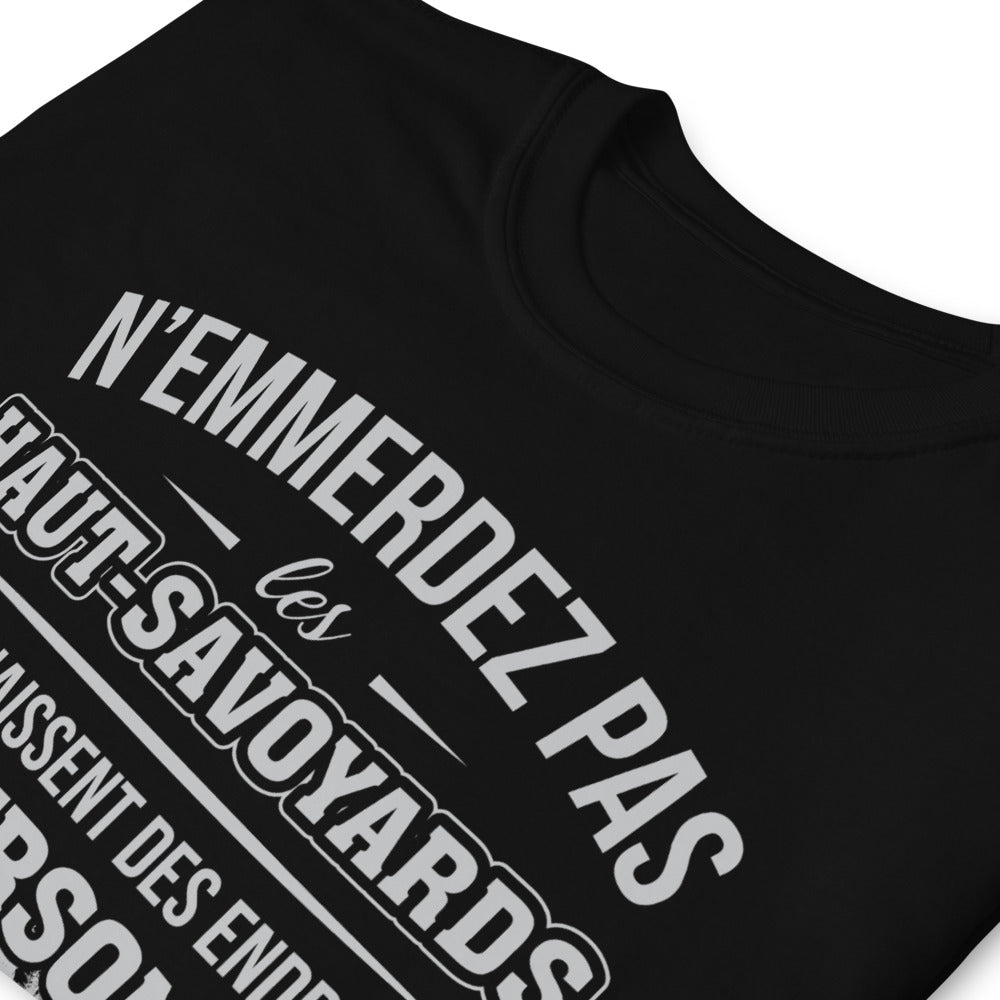 T-shirt Haut-Savoyards gris foncé chiné dos - Ne les emmerder pas