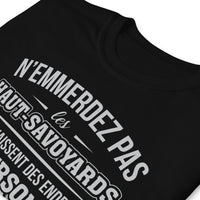 Thumbnail for T-shirt Haut-Savoyards gris foncé chiné dos - Ne les emmerder pas