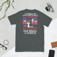 Thumbnail for T-shirt Haïti bleu marine dos - Les Haïtiens répondirent nous somme la tempête