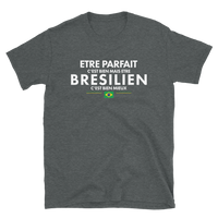 Thumbnail for T-shirt Brésil gris foncé chiné dos - Être Parfait c'est bien être Brésilien c'est mieux