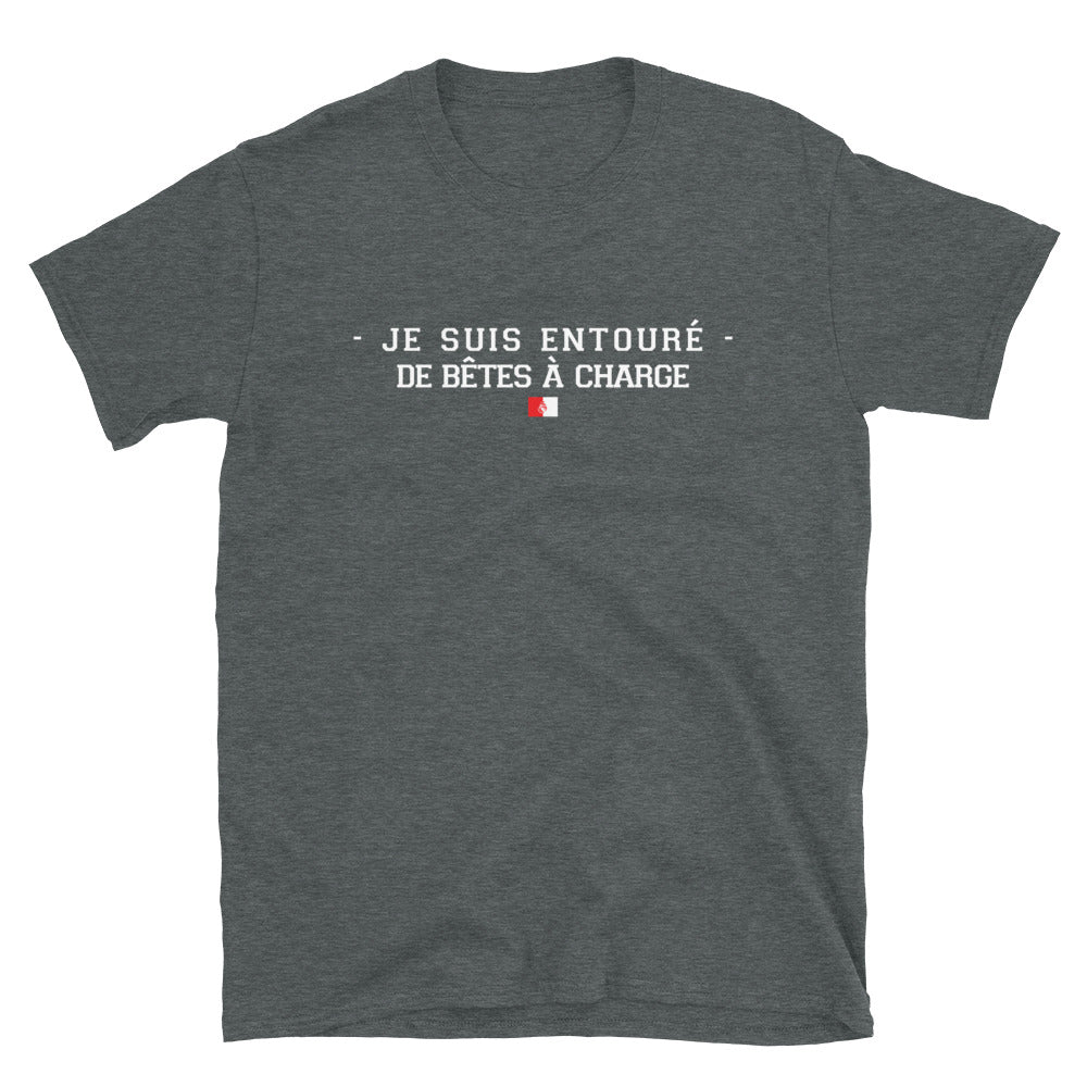 T-shirt Vendée gris foncé chiné - Je suis entouré de bêtes à charge